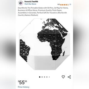 Black and White World Map Poster